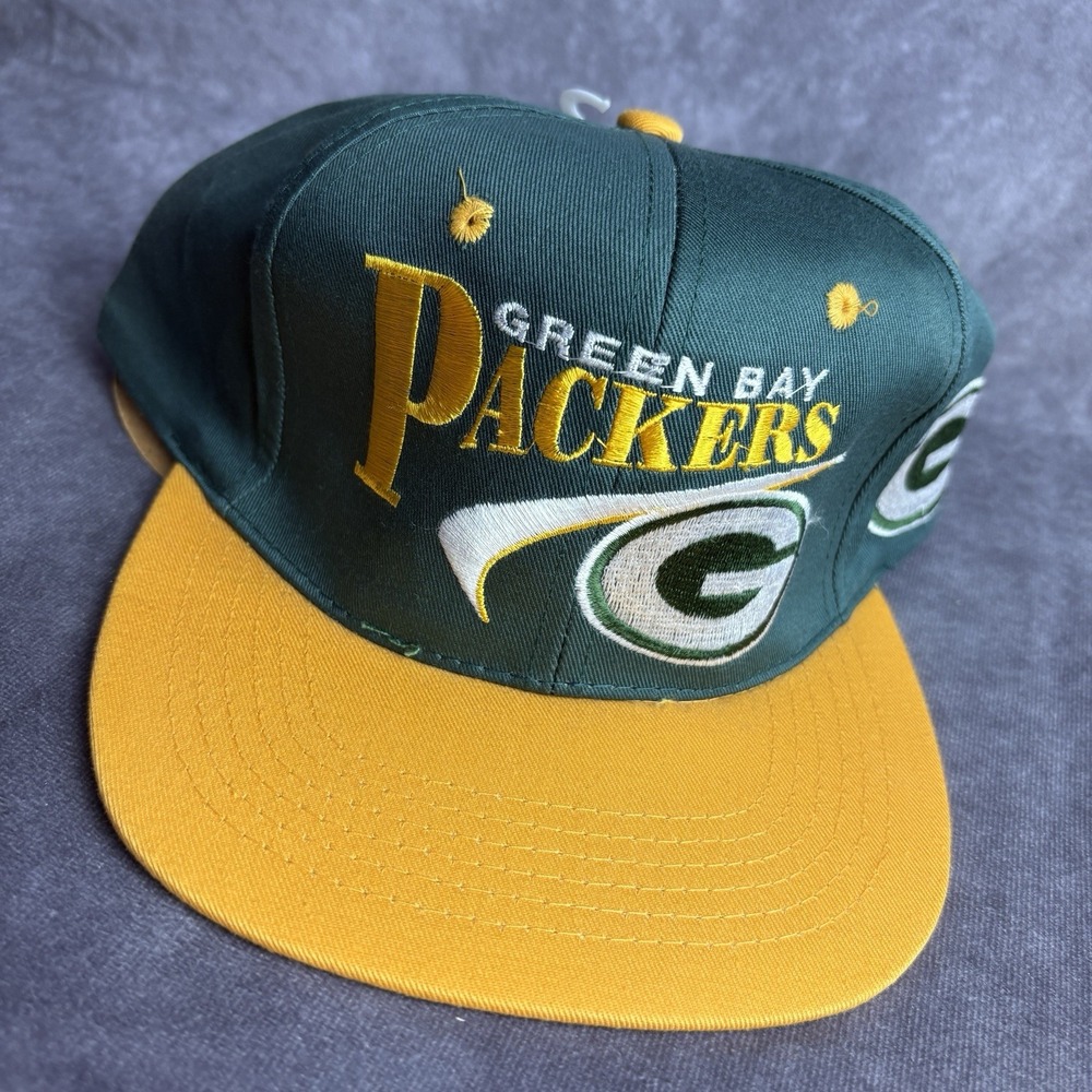 Green Bay Packers Vintage Hat SnapBack Green‎ Yellow Football NFL NEW